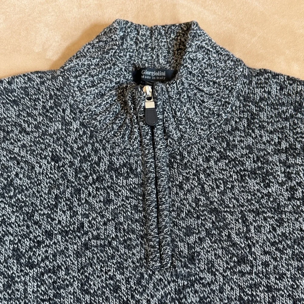 Giorgiolini Black and Gray Grandpacore Cashmere Wool Blend Sweater Size L